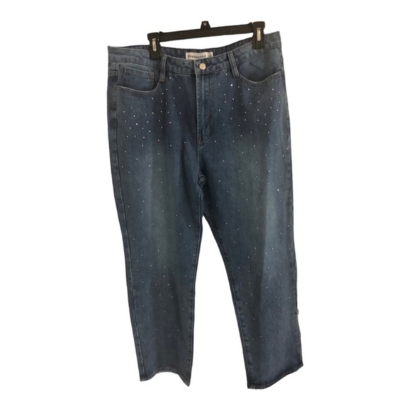 Rebecca Minkoff rhinestones crystal cz studded blue jeans size 12 brand new - Picture 3 of 8